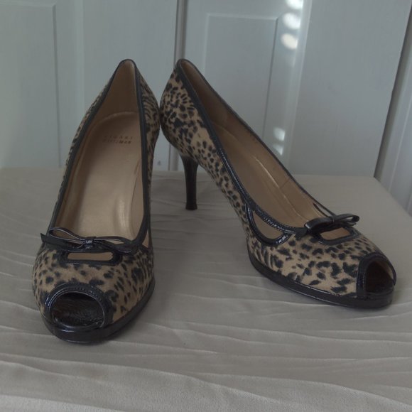 New Stuart Weitzman Leopard Print Peep Toe Pumps sz 8 - Picture 15 of 15
